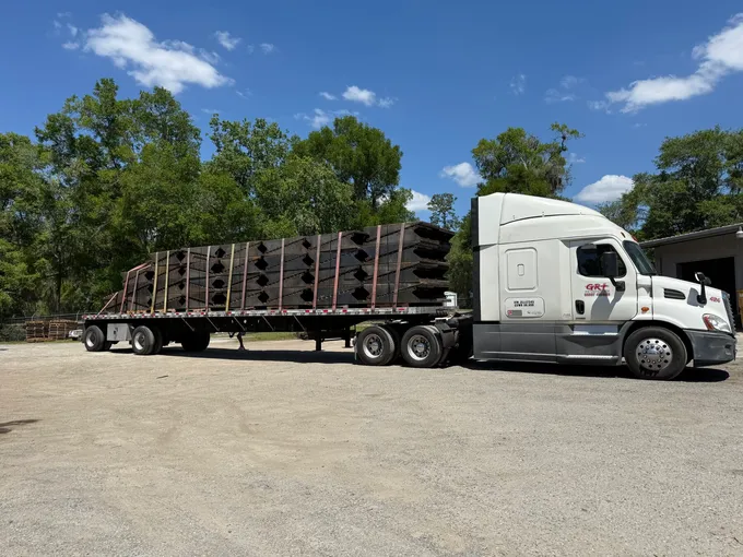 Steel pole barn trusses fabricated by RedLine in Ocala, FL